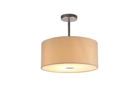 DK0096  Baymont 40cm Semi Flush 1 Light Polished Chrome, Nude Beige/Moonlight, Frosted Diffuser